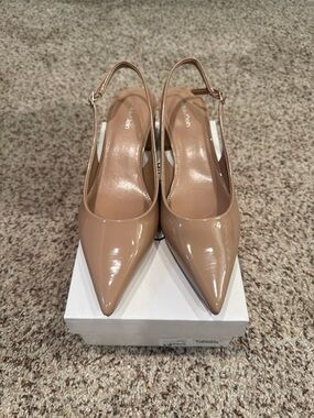 Calvin Klein “Sarra” pumps size 8- Slingback Pointed-Toe Pumps - Nude Patent